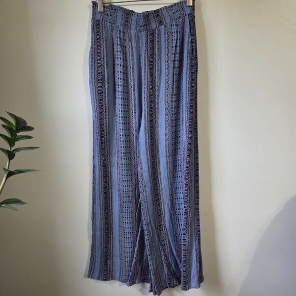 EUC KORI BLUE PRINTED BOHO WIDE LEG SOFT PANTS GAUZY COTTON SIZE SMALL - Picture 1 of 15